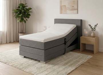 Elektrische eenpersoons boxspring kubic  compleet set antraciet
