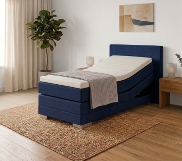 Elektrische eenpersoons boxspring kubic  compleet set blauw