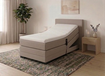 Elektrische eenpersoons boxspring kubic  compleet set taupe