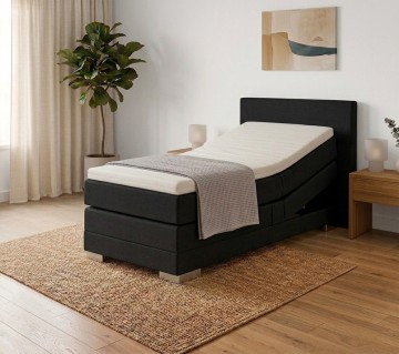 Elektrische eenpersoons boxspring kubic  compleet set zwart
