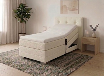 Elektrische eenpersoons boxspring nexa beige  compleet set