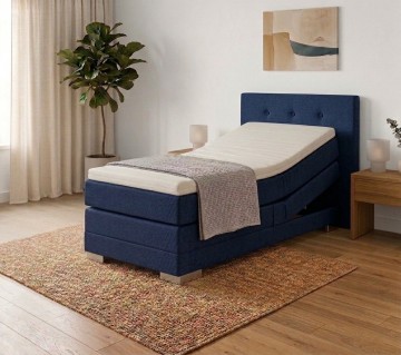 Elektrische eenpersoons boxspring nexa blauw  compleet set