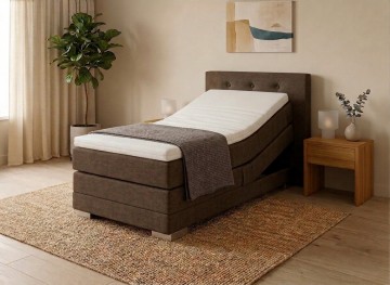 Elektrische eenpersoons boxspring nexa bruin compleet set