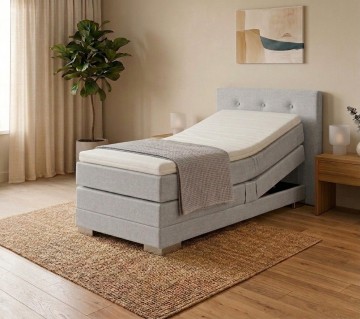 Elektrische eenpersoons boxspring nexa lichtgrijs  compleet set