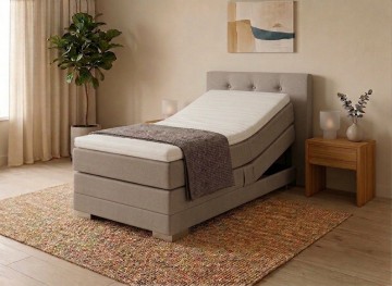 Elektrische eenpersoons boxspring nexa taupe  compleet set