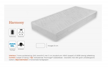 Harmony hr 7 zone pocketvering matras  thermogel hoes