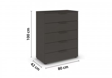 Hoge ladekast commode finesse grafiet grijs 3