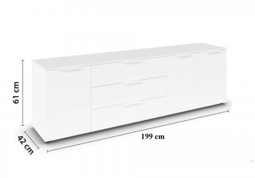 Lage commode dressoir finesse alpine wit 199 cm 2