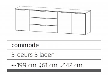 Lage commode dressoir finesse grafiet grijs 199 cm 7
