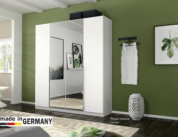 Linnenkast alaska wit met spiegel 4 deuren kledingkast