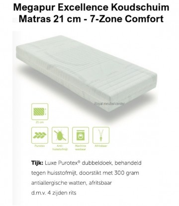 Megapur excellence koudschuim matras 21 cm   7 zone comfort