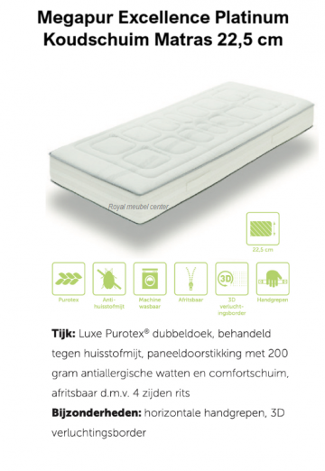 Megapur excellence platinum koudschuim matras 225 cm