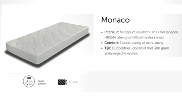 Monaco megapur koudschuim hr matrassen