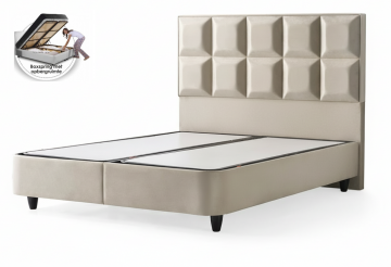 Opbergbed carre  zonder matras  luxe velvet beige