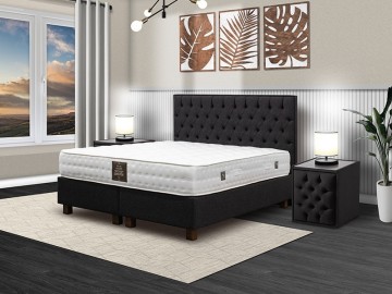 Opbergbedden gecapitonneerd zwart   complete set