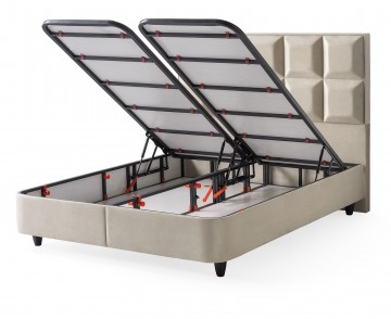 Opbergruimte carre  zonder matras  luxe velvet beige open bakken
