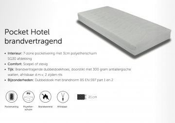 Pocket hotel brandvertragend projectmatras
