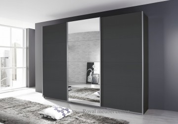 Schuifdeur kledingkast 3 deuren metallic grijs   spiegel 203 cm 1
