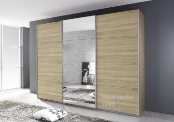 Schuifdeur kledingkast 3 deuren spiegel eiken sonama 203 cm 1