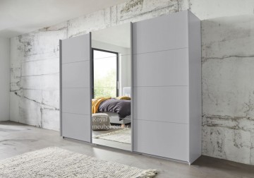 Schuifdeur kledingkast 3 deuren spiegel zijdegrijs 203 cm 1