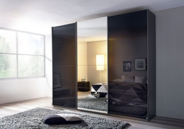 Schuifdeur kledingkast xl 3 deuren glas basalt grijs spiegel 1