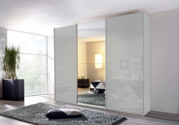 Schuifdeur kledingkast xl 3 deuren glas zijdegrijs   spiegel 1