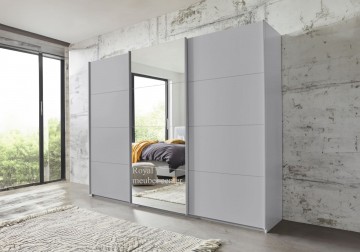 Schuifdeur kledingkast xl 3 deuren spiegel zijdegrijs 1