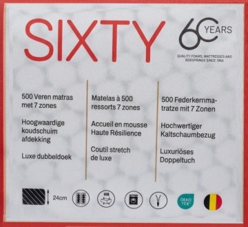 Sixty matras 24 cm  7 zone pocketvering indeling