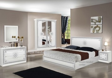 Slaapkamer klassiek italiaanse hoogglans wit bari set 1