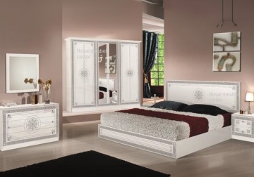 Slaapkamer klassiek italiaanse hoogglans wit bari set 2