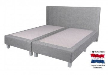 Tweepersoons vlakke boxspring roma  zonder matras   lichtgrijs 0