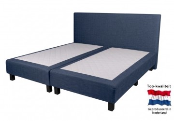 Tweepersoons vlakke boxspring roma  zonder matras   navyblauw