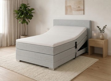 Twijfelaar elektrische boxspring kubic compleet set lichtgrijs