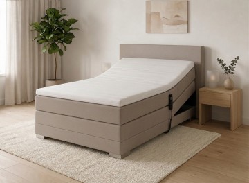 Twijfelaar elektrische boxspring kubic compleet set taupe