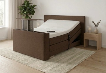 Twijfelaar elektrische boxspring kubic met tv lift voetbord bruin