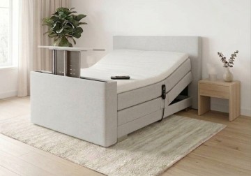 Twijfelaar elektrische boxspring kubic met tv lift voetbord lichtgrijs