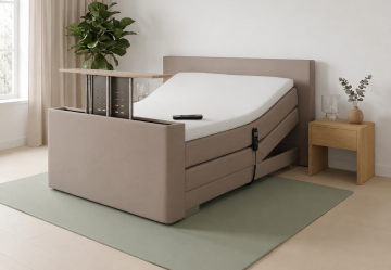 Twijfelaar elektrische boxspring kubic met tv lift voetbord taupe