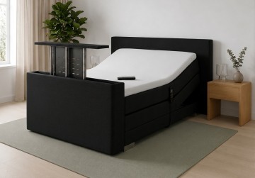 Twijfelaar elektrische boxspring kubic met tv lift voetbord zwart