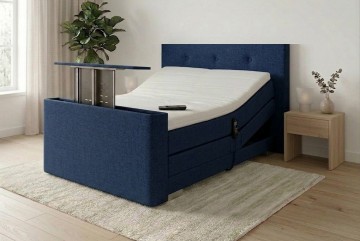 Twijfelaar elektrische boxspring nexa met tv lift voetbord blauw