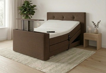 Twijfelaar elektrische boxspring nexa met tv lift voetbord bruin