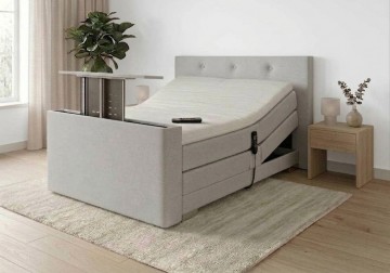 Twijfelaar elektrische boxspring nexa met tv lift voetbord lichtgrijs