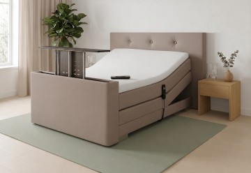 Twijfelaar elektrische boxspring nexa met tv lift voetbord taupe