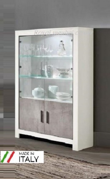 Vitrinekast 2 deurs mona hoogglans wit marmer royal meubel center rotterdam 0