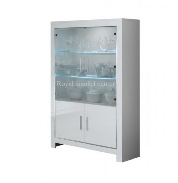Vitrinekast mona chrome hoogglans wit 2 deurs royal meubel center 0
