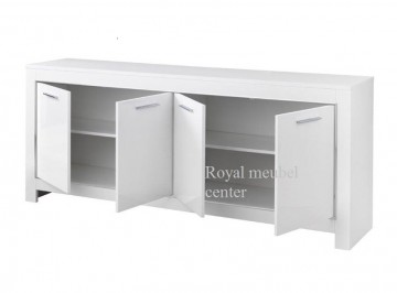 Wit hoogglans dressoir 4 deurs chrome detail royal meubel center 1