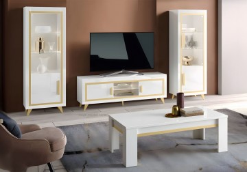 Woonkamer gold set 2 hoogglans wit 1