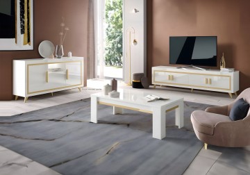 Woonkamer gold set 3 hoogglans wit 1