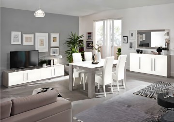 Woonkamer granada 4 hoogglans wit marmer beton 1