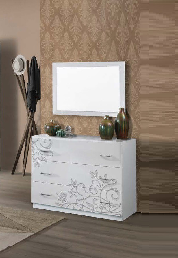 Franje Abstractie Competitief Commode Monza flowers hoogglans wit - Commode Ladekasten - Royal Boxspring  Swiss Bedden