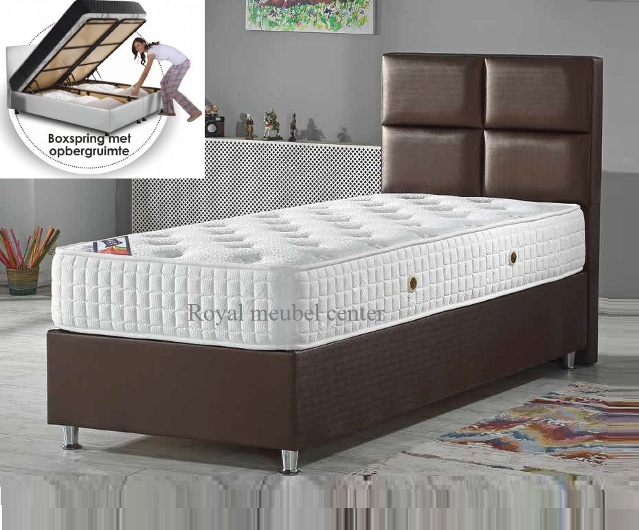 Correctie Auto Internationale Eenpersoons Opbergbed Quattro 90 x 200 cm - Opbergbedden Zonder Matras -  Royal Boxspring Swiss Bedden